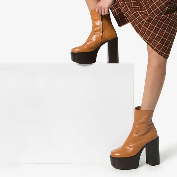 Simon Miller High Raid Low Leather Platform Heeled Fall Boots - Picture 4 of 15